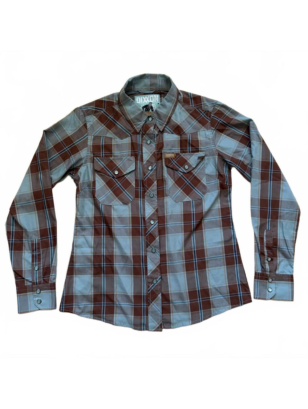 Dixxon Flannel El Paso Shirt Pearl Snap Plaid Long Sleeve Blue Women's Medium